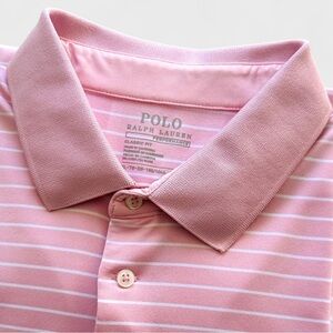 Polo Ralph Lauren Performance Shirt Men’s XL Pink Stripe Short Sleeve Wicking